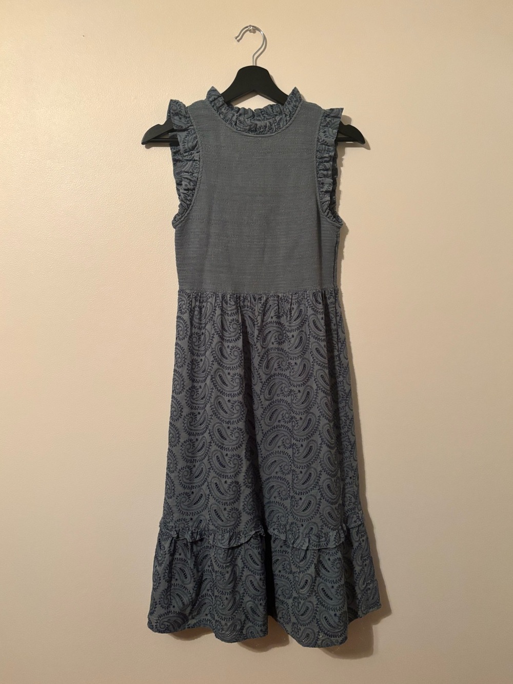 Marie Oliver Ruffle Midi Dress in Dusty Blue | Size XS